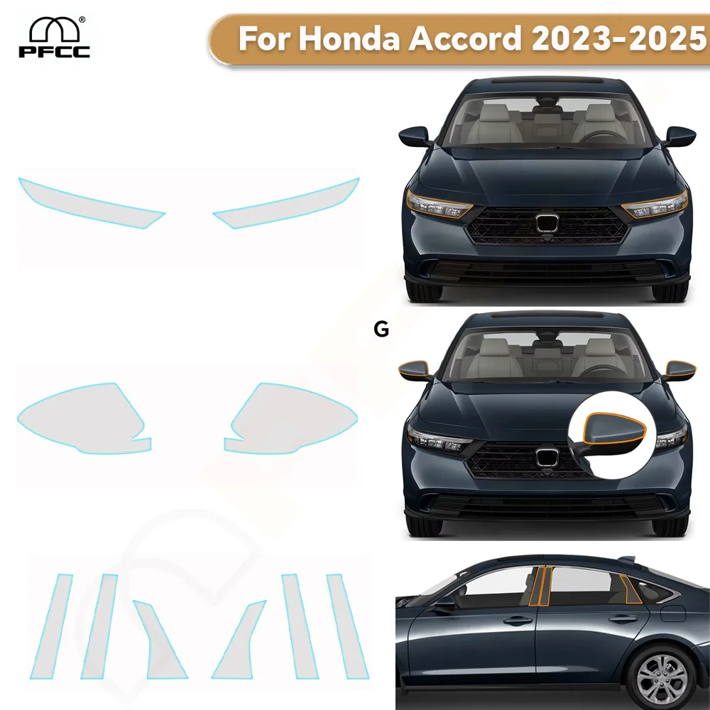 

For Honda Accord 2023 2024 2025 TPU Pre-cut Car Headlight Rearview B C Pillars Protection Film PPF Anti-scratch Bra Resistant