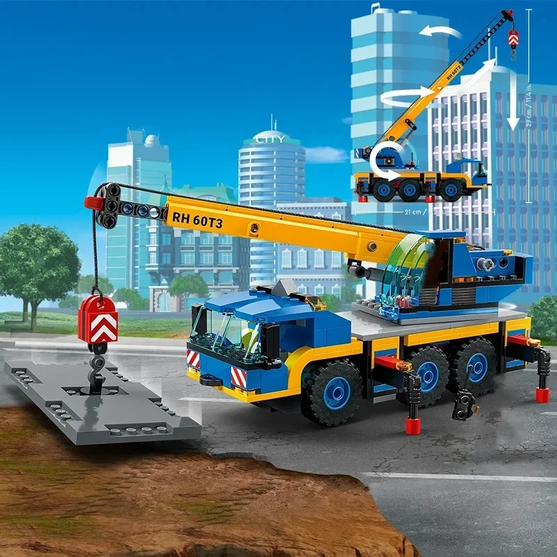 

City Mobile Construction Crane Excavator Building Blocks MOC Assemble Bricks Toys Gift For Children Kids