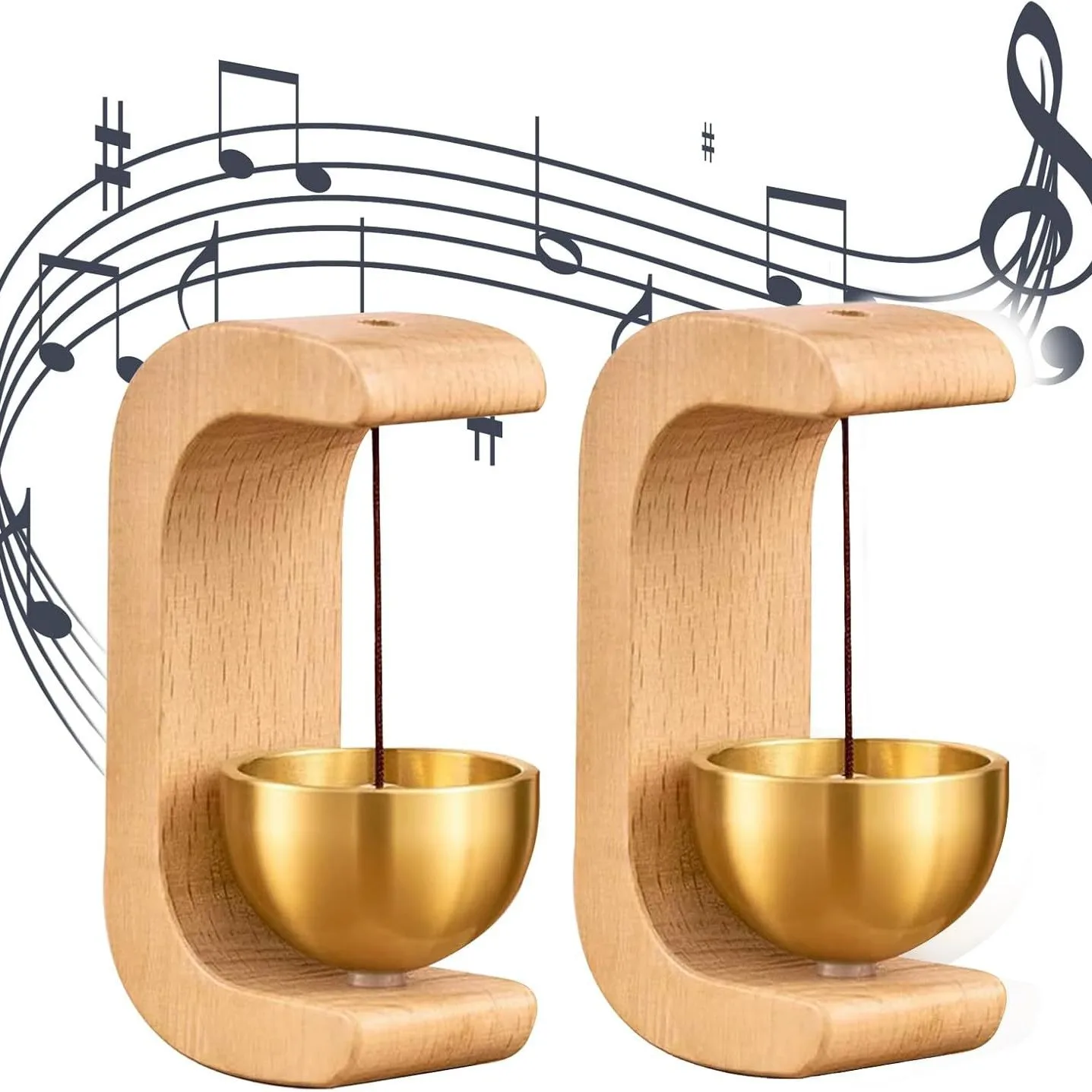 Wooden Entrance Door Bell Brass Clear Ringing Sound Magnetic and Adhesive Mounting for Shops and Home Hanging Decorations