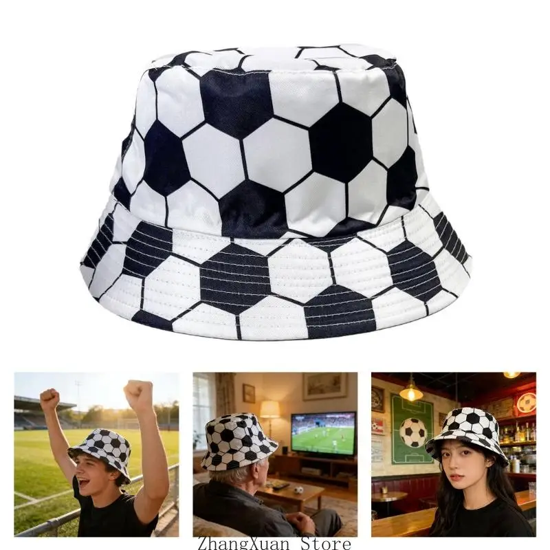 Packbarer Eimerhut mit Fußballmotiv, umwandelbarer Polyester-Fischerhut für Erwachsene, Teenager, Laufen und Fußballsport, 3 x – Detail 10