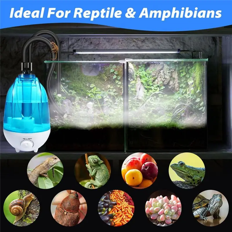 A84X-Reptile Humidifier 4L 300 Ml/H Mist Device With 7 Colours Of Night Light Function, Terrarium, Eu Plug Compatible