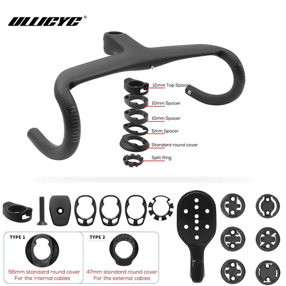 

For SL6 Standard Round Frame Full Internal Cable Road Bicycle Handlebar T1000 Carbon Integrated Cockpit OD1 Carbon Handlebar