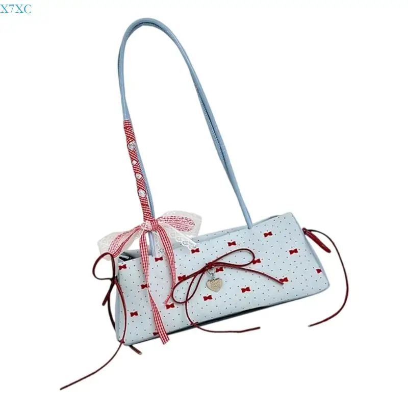 

X7XC Elegant PU Leather Shoulder Bag Compact Travel Essential Women Casual Handbag Underarm Purse For Work Vacations Gifts