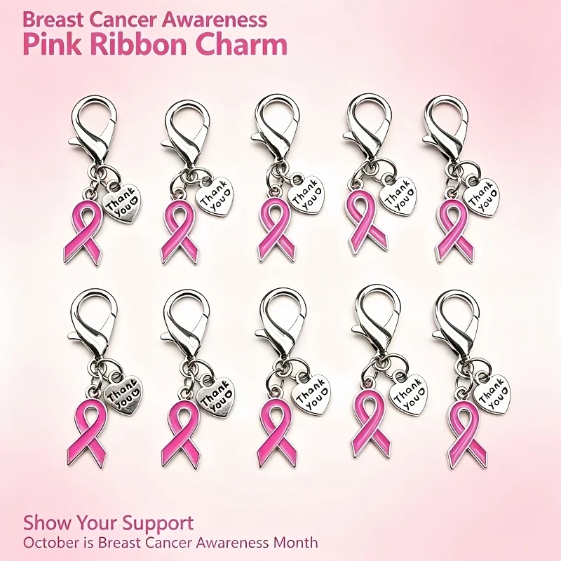 Breast Cancer Awareness10Keychain set The breast cancer awareness heart pendant is designed to be a perfect holiday gift for a w