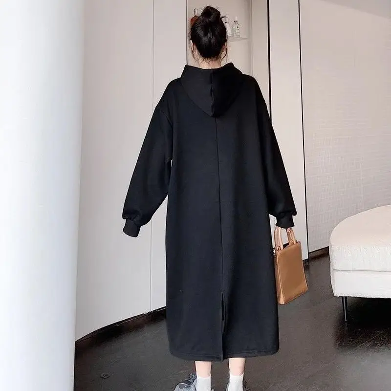 Robe à capuche à manches longues pour femmes, t-shirt de dessin animé, robes optiques PVD, coréen, respirant, automne, hiver