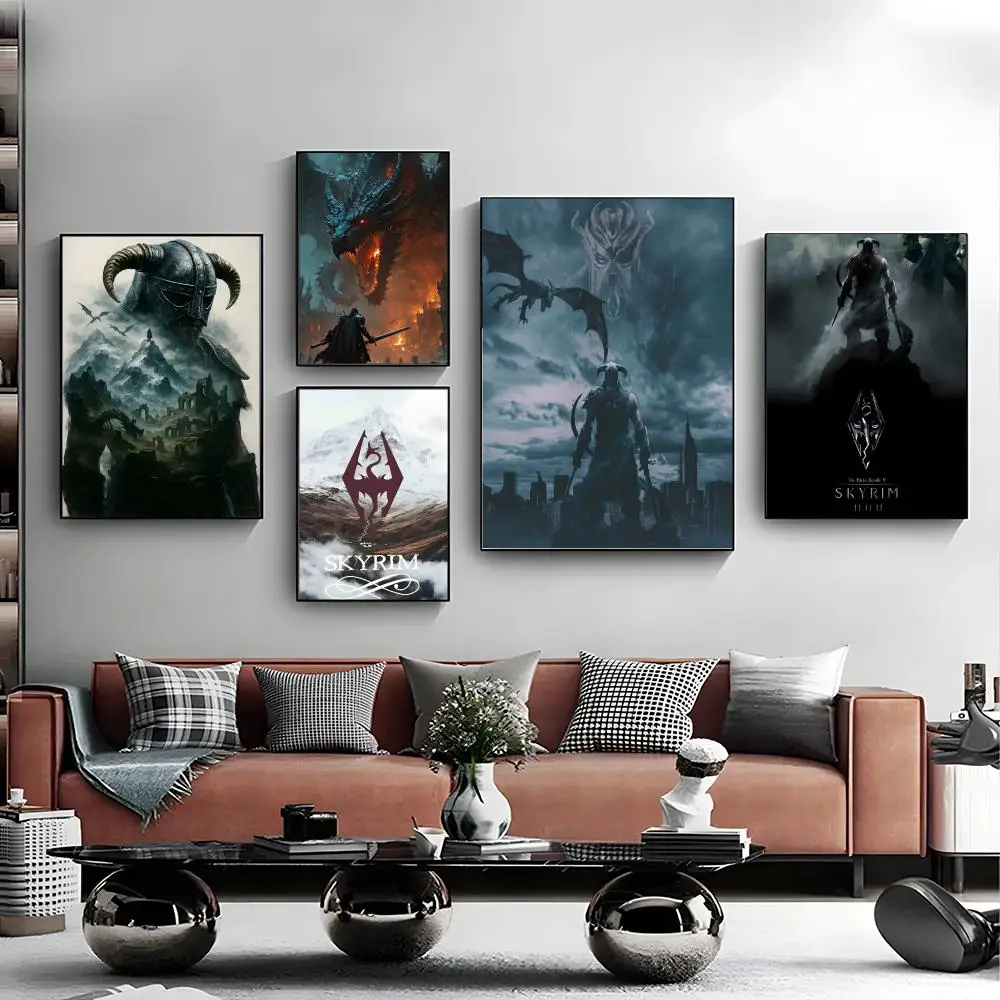 1 قطعة T-The E-Elder Scrolls V Skyrim المشارك قماش جدار الفن طباعة المشارك ديكور جدارية ديكور المنزل هدية غير المؤطرة #4