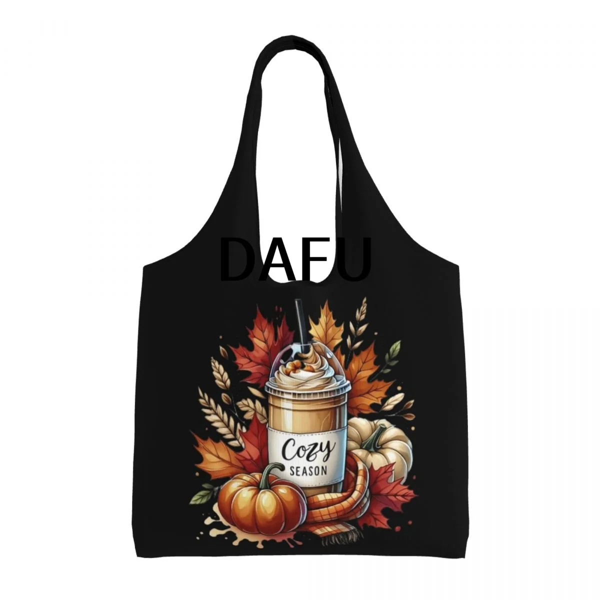 Cozy Autumn Vibes Large Capacity Canvas Tote Bag Single Shoulder Work Commute Bag For Women Eco-Friendly Shopping Bag