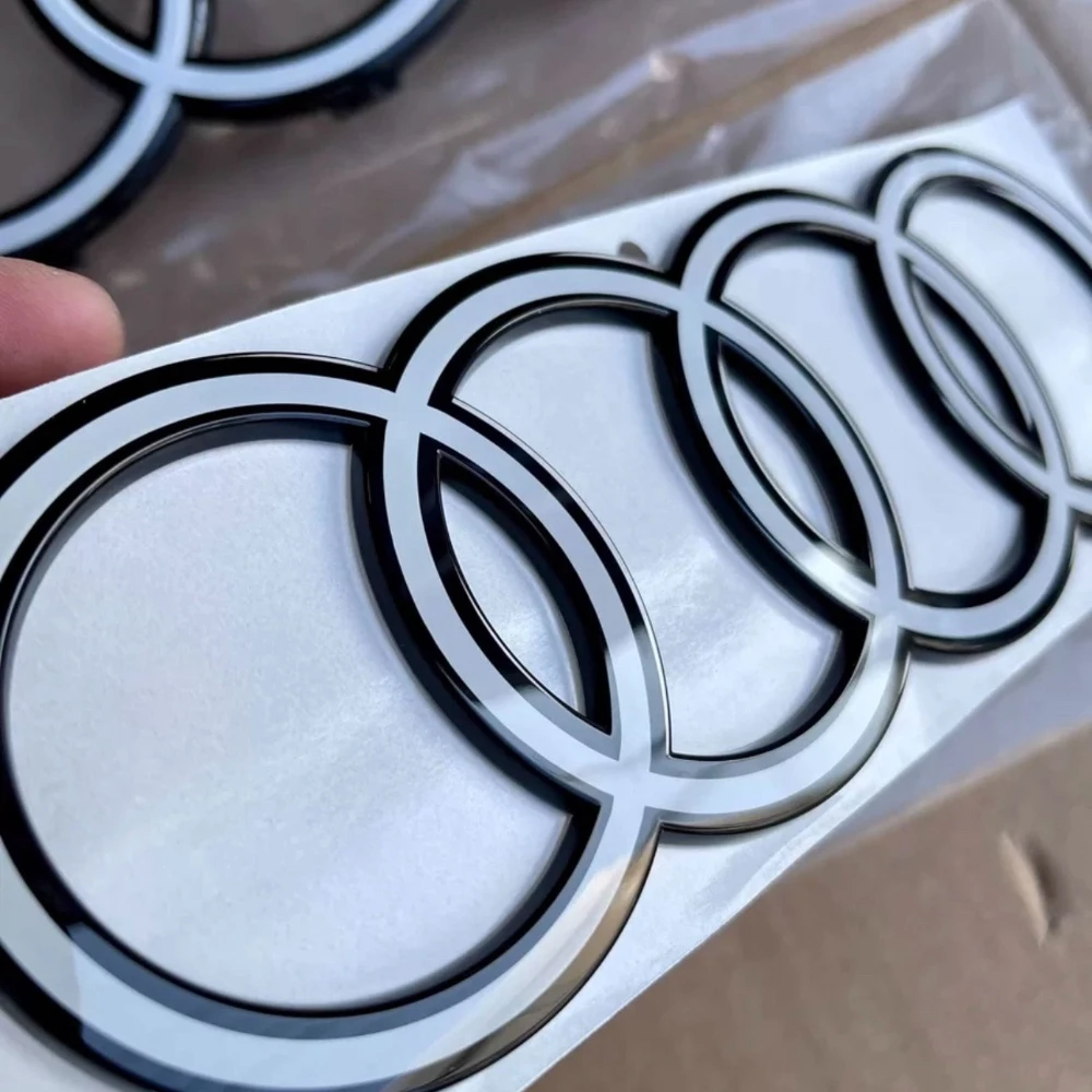 1 Pezzo Emblema Acrilico a 4 Anelli 202mm Personalizzato, Adesivo Originale di Fabbrica, Badge per Bagagliaio Auto, Decalcomania per Audi A3 A4 A8 Q2 Q3 Q5 Q8 S4 S6