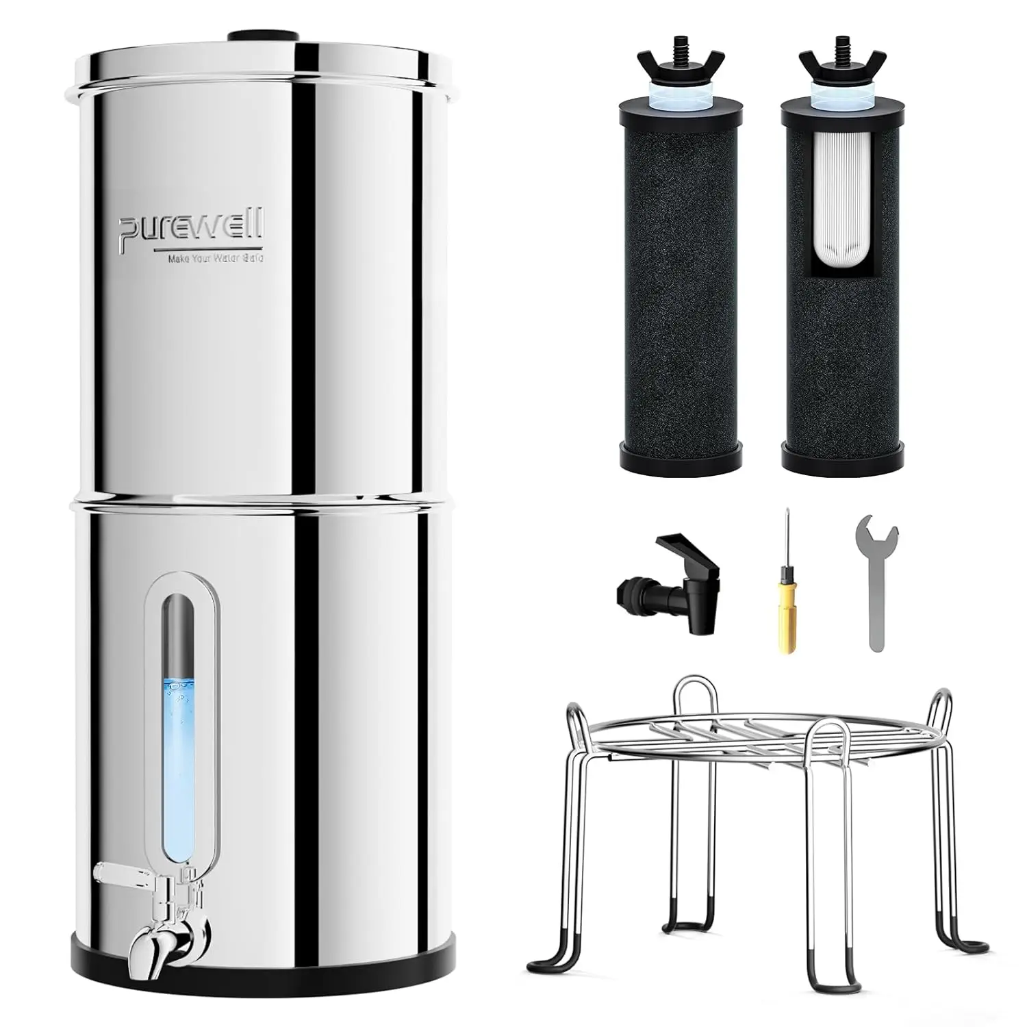 

2.25G Gravity Water System with Water Level Window, 3-Stage 0.01μm Ultra-Filtration Stainless