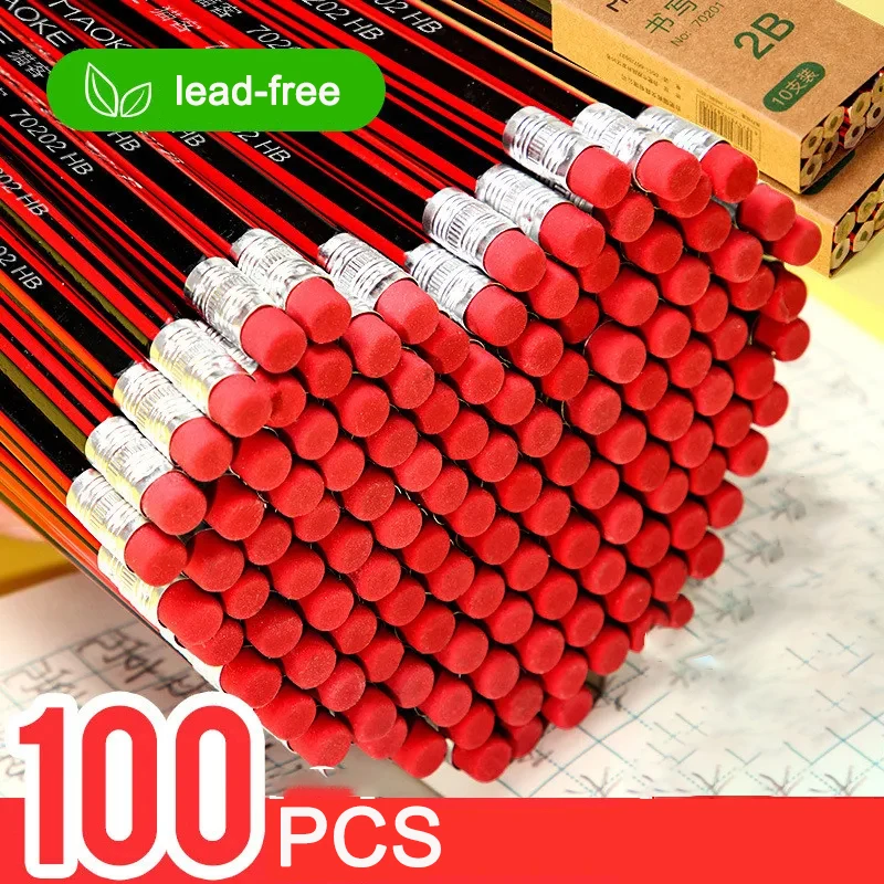 Imagem -02 - Lápis de Madeira hb com Borracha para Crianças Lápis Esboço Lápis Desenho Escola Escrita Papelaria 30 Pcs 50 Pcs 100 Pcs Lot