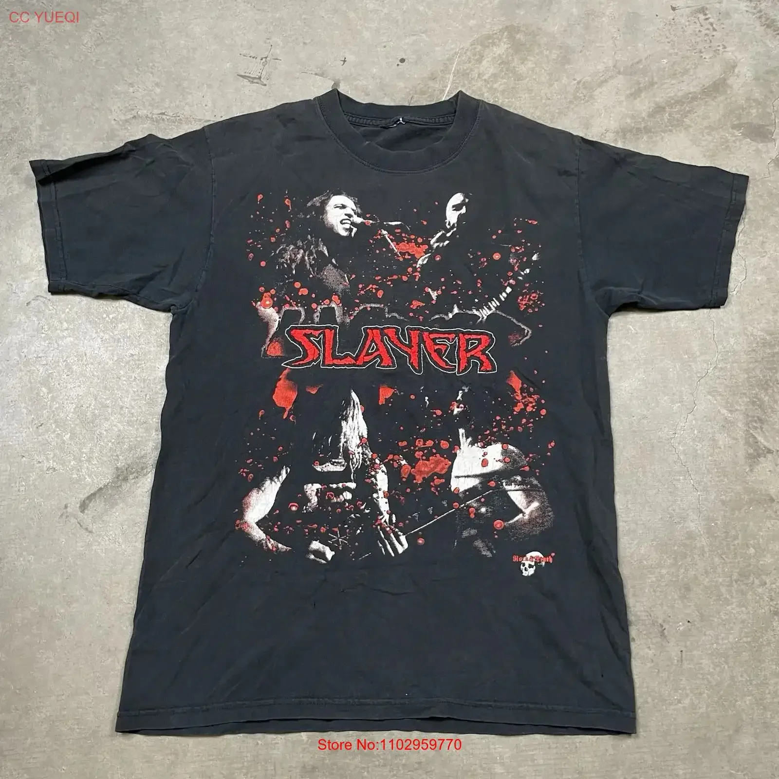 Slayer T-Shirt S 00s Y2k Concert Tour Album Metal Band Members Vintage Washed Stretched Stylische Grafik Vielseitig Atmungsaktiv