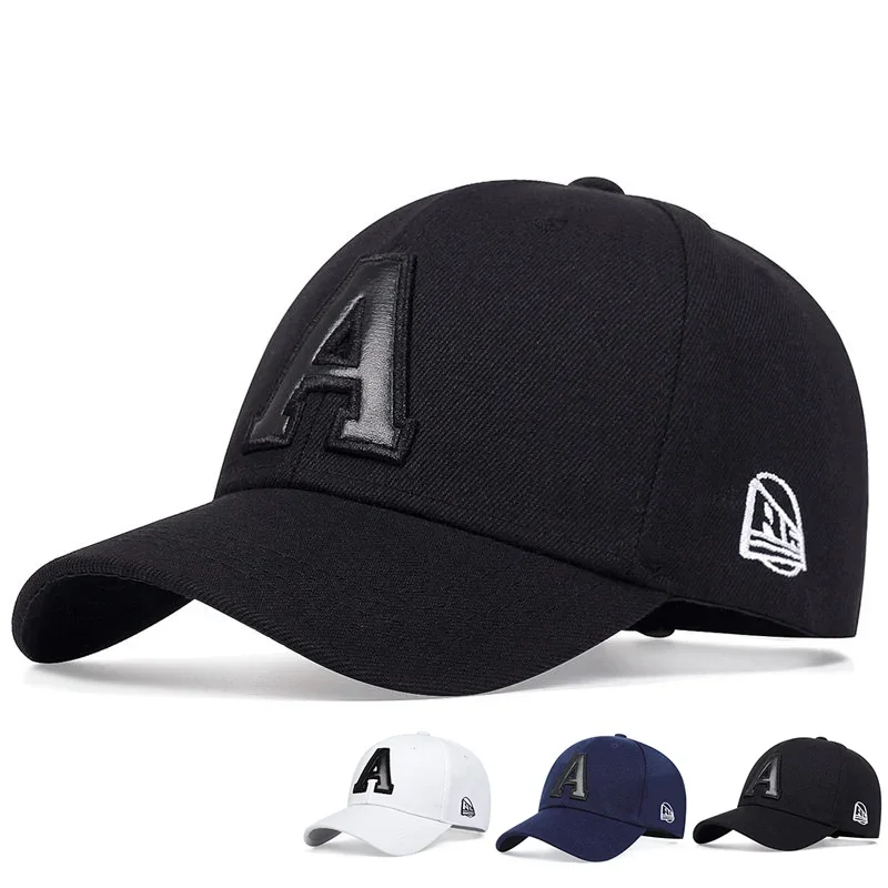 Unisex A Letter Leather Label Embroidery Snapback Baseball C