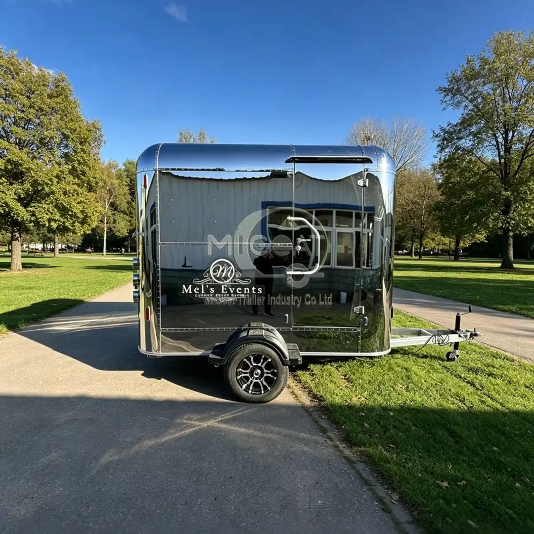 

Custom Airstream Style Mobile Restroom Trailer Portable Luxury Toilet for Events Weddings Parties