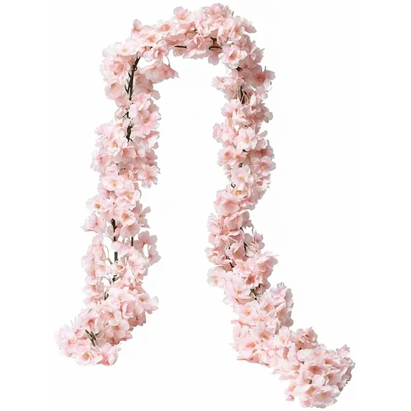 180CM Artificial Sakura Flowers Vine Wedding Garden Rose Arch Home Party Decoration Christmas Bridal Fake Silk Scrapbook Plants