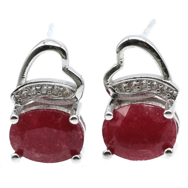 

13x8mm Luxury 1.7g Real Red Ruby White Sapphire Violet Tanzanite 925 Solid Sterling Silver Stud Earrings