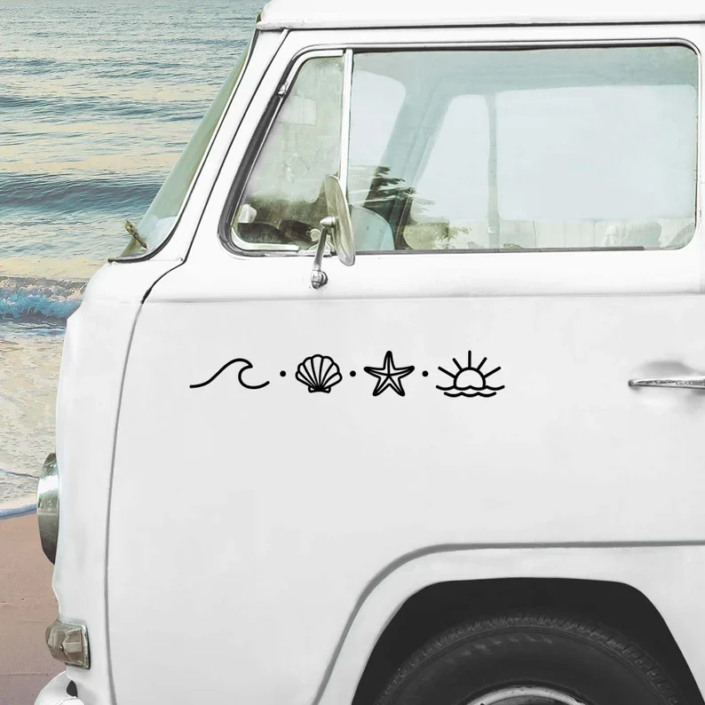 Beach Camping Car Stickers for Car Window Bumper Decoration Exterior Accessories Outdoor Stickers Waterproof Vinyl Decal