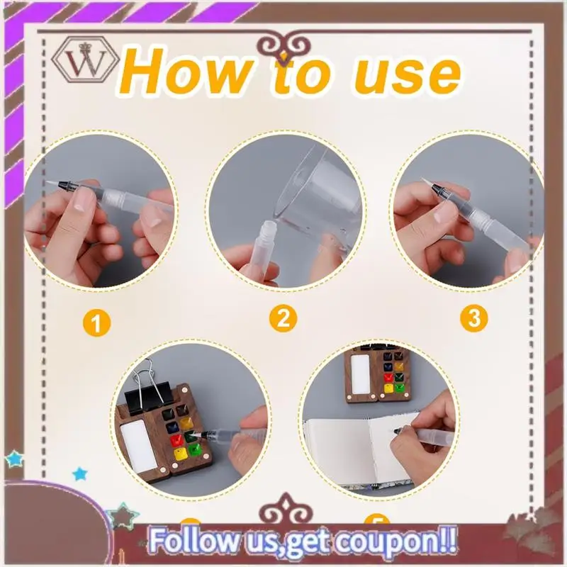 ABBG-Mini Paint Palette Set, 8-Grid Travel Paint Palette With Watercolor Notebook Painting Pen Clip For Watercolor Gouache