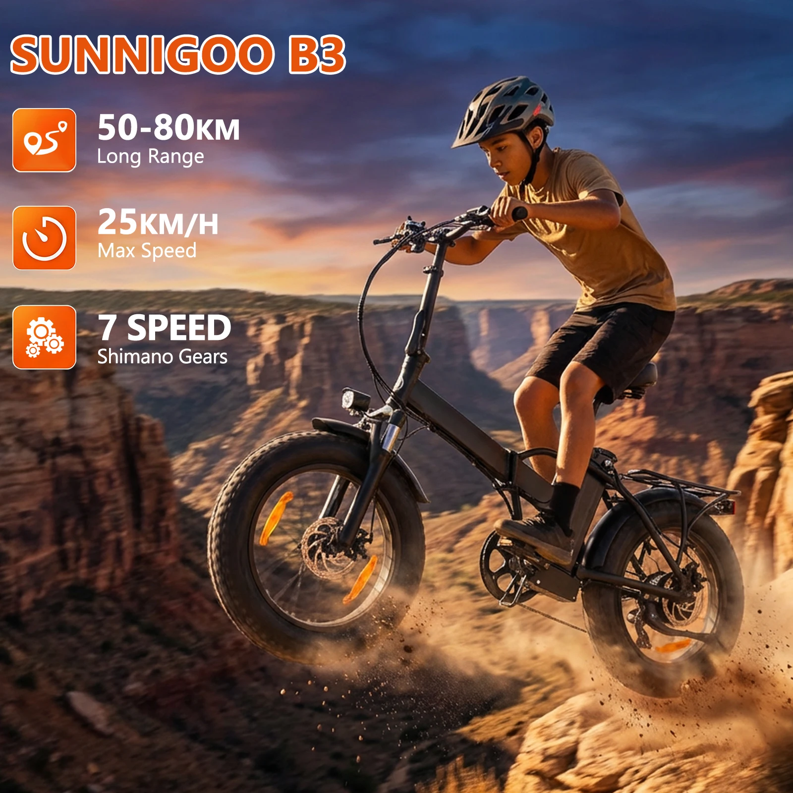 SUNNIGO B3 vélo électrique pliable 20 pouces gros vélo 48V12.5Ah batterie au Lithium 4.0 ''pneu montagne Ebike 250W vtt urbain e-bike