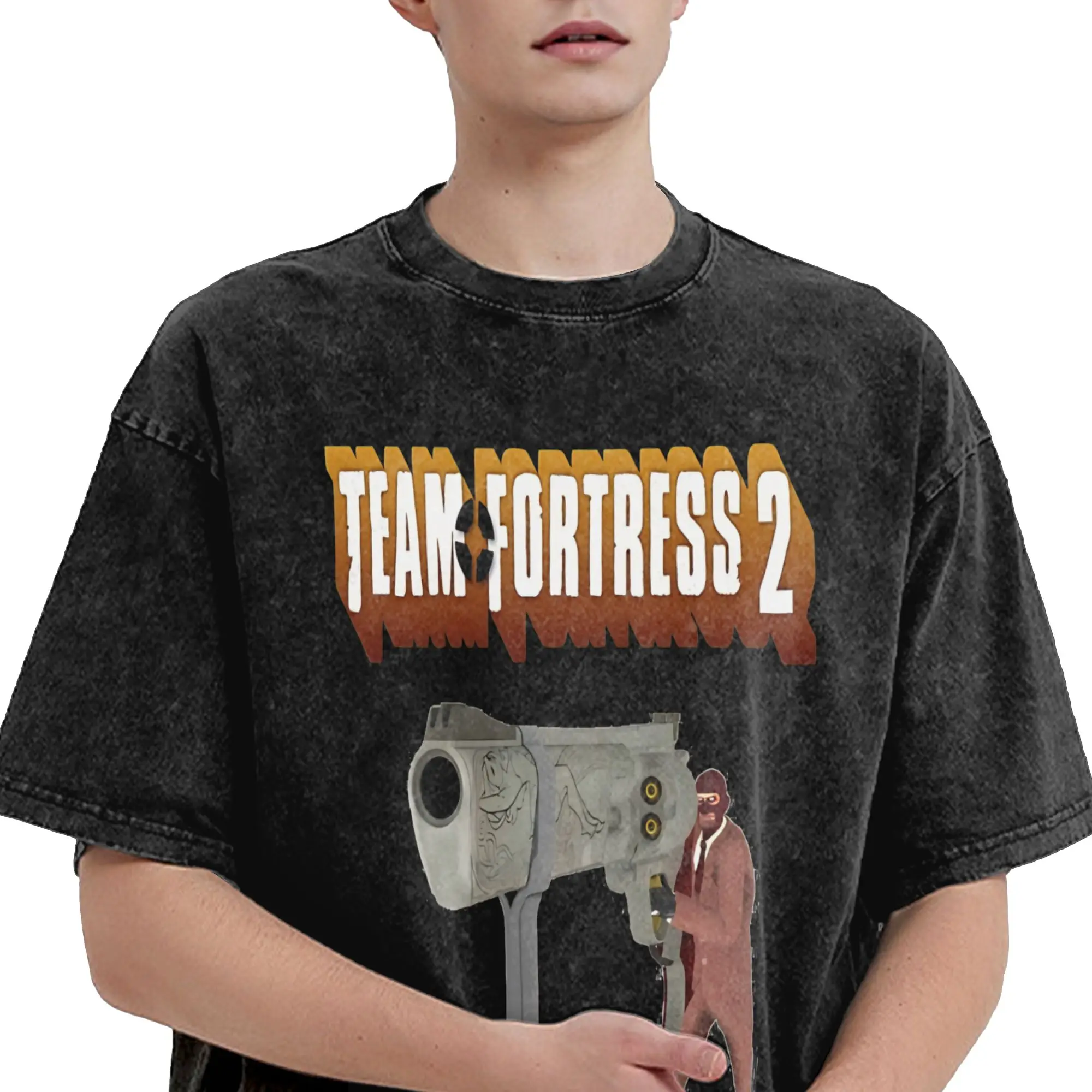 Harajuku Washed Shirt Team Fortress 2 - Spy Holding Giant Ambassador  Outfit Fashion T-Shirts Harajuku  Streetwear Short Sleeve