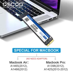 Oscoo Macbook SSD for 2012 macbook air A1465 A1466 Macbook Pro A1398 A1425 hard drives Upgrade Capacity 256gb 512gb 1tb macbook