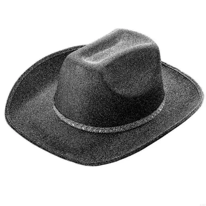 K3KF التسلق قبعة رعاة البقر الغربية نوع الترتر قبعة القبعات فيدورا ورأى كاوبوي الجاز قبعة ملحق واسعة منحني الترتر حافة