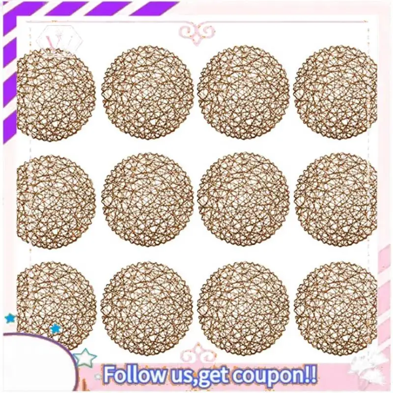 

Y74A-круглые бумажные тканые салфетки, декоративные коврики из веревочной сетки для столовой, вечеринки и свадьбы, 24 шт.