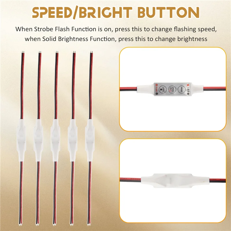 B23B 5 X 12V Wired Control Module With Strobe Flash For Car Or Household LED Strip/Bulbs