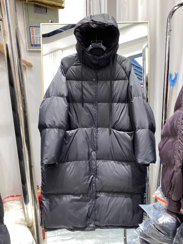 Super grande casaco de pele de guaxinim real 90% pato branco para baixo jaqueta com capuz neve parkas inverno feminino grosso longo puffer casaco 2025 novo