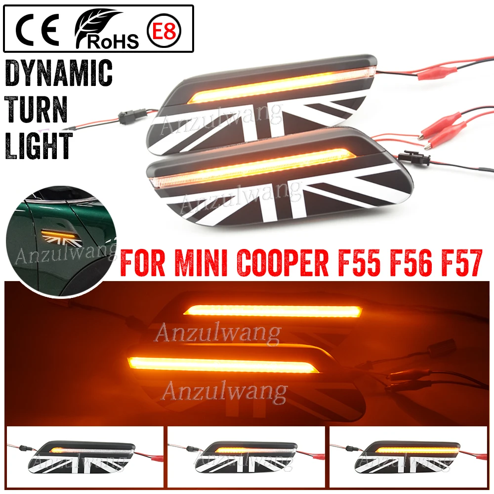 

Стиль UK Union Jack фонарь поворотника для Mini Cooper F55 F56 F57 LCI2 2022-динамические индикаторы боковая лампа