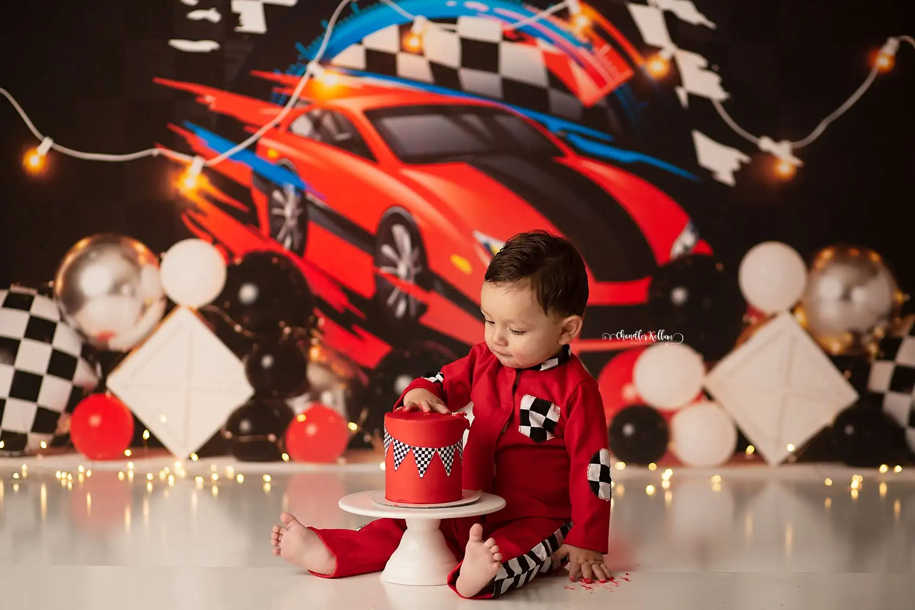 Racer Sports Backdrops Kids Birthday Cake Smash Boy Photography Child Baby Photocall Baseball Soccer Backgrounds