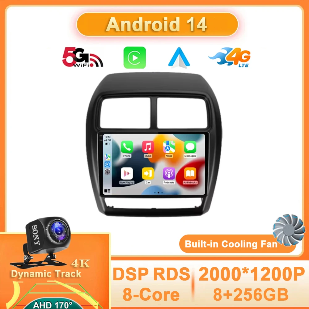 

Android 14 Carplay Auto For Mitsubishi ASX 1 2016 - 2022 Car Radio Multimedia Stereo Video Player GPS Navigation 360 Camera QLED