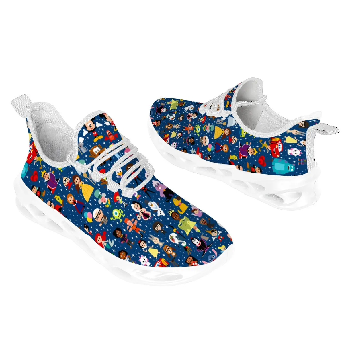 حذاء مسطح كاجوال ميكي ماوس هالو كيتي ويني ذا بوه تصميم الوالدين والطفل نمط كبير الحجم برباط علوي حذاء رياضي طائر