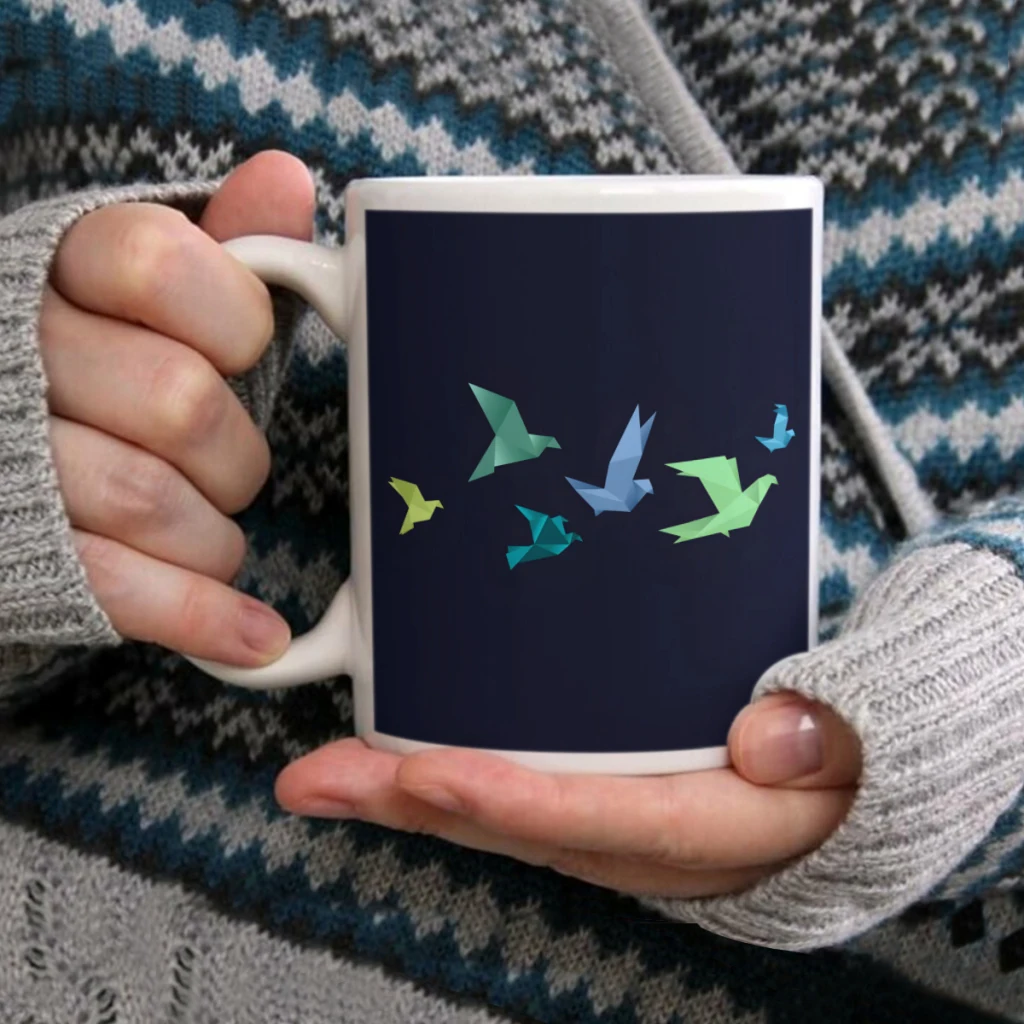 

Migration of paper birdsCoffee Mug Tea Cup 11oz Coffee Cup Funny Birthday Ceramic Mug Personalized Cup