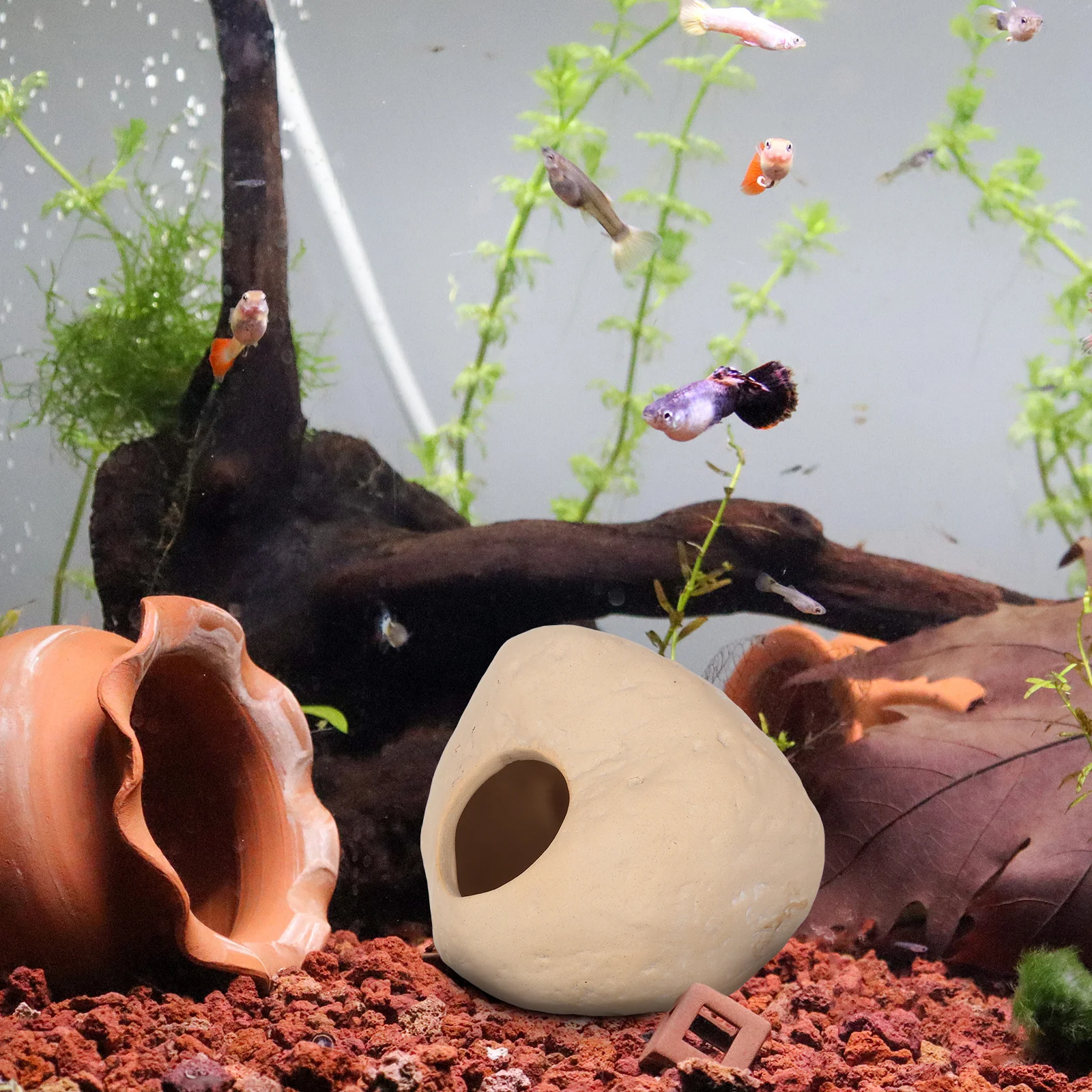 

Stone Hide Ceramic Fish Tank Aquarium Ornaments Cave Decorations Shelter Hides Safe Material Easy Installation