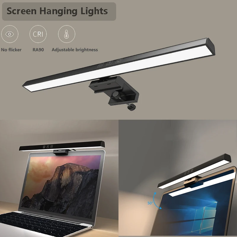 

Modern LED Wall Lamp Minimalist Computer Eye 33/55CM Long Strip Lamp USB Interface Light Clip On Monitor Screen Hanging Fixture