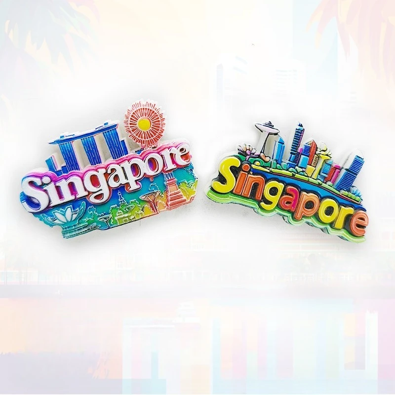 مغناطيس الثلاجة من سنغافورة مارينا باي ساندز - تذكار أفق ثلاثي الأبعاد لحمام السباحة والسفينة ديكور فريد من نوعه هدية آسيا