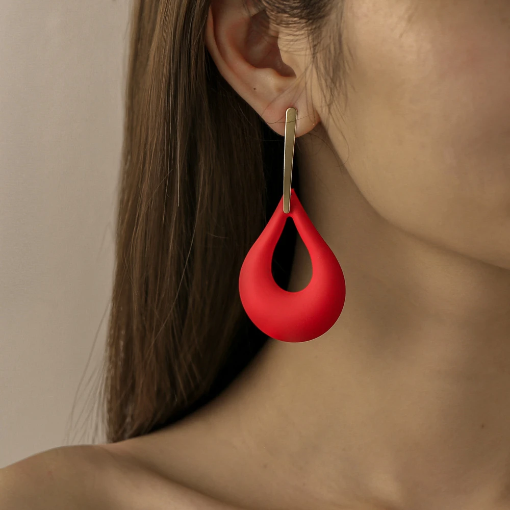 Korean Style Acrylic Earrings Rhombus Leaves Oval Drop Geometric Earrings for Women Big Circle Earrings Trendy Jewelry Ear Rings