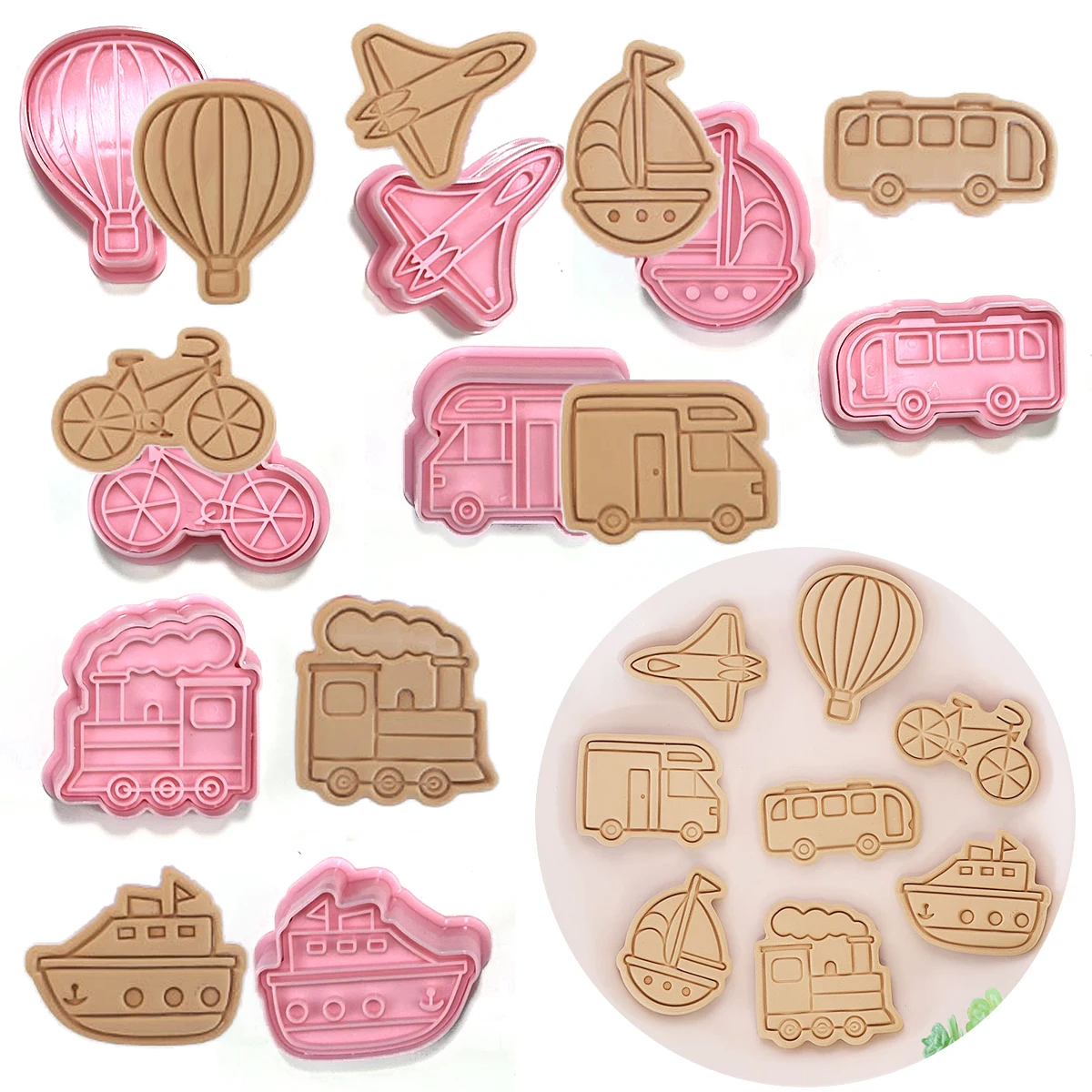 8 pz biscotti Cutter veicoli di trasporto plastica cartone animato biscotto stampo pasticceria