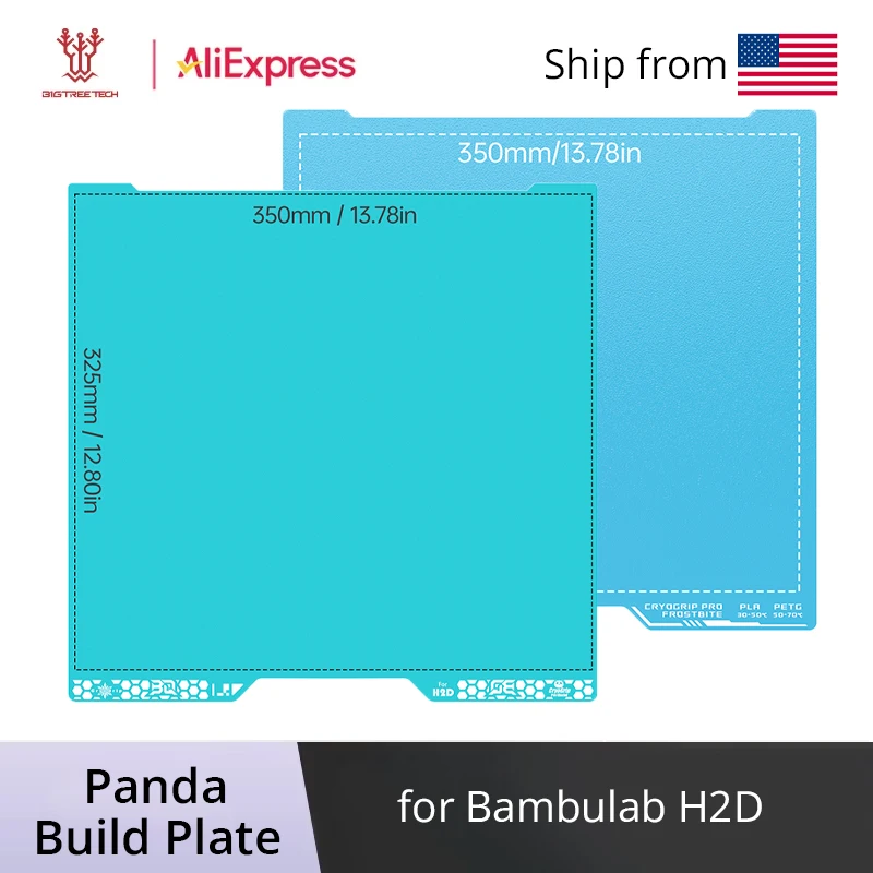 BIGTREETECH Panda Build Plate CryoGrip Pro 350x325mm Double-side Heatbed 3D Printer Parts For Bambulab H2D 3D Printer
