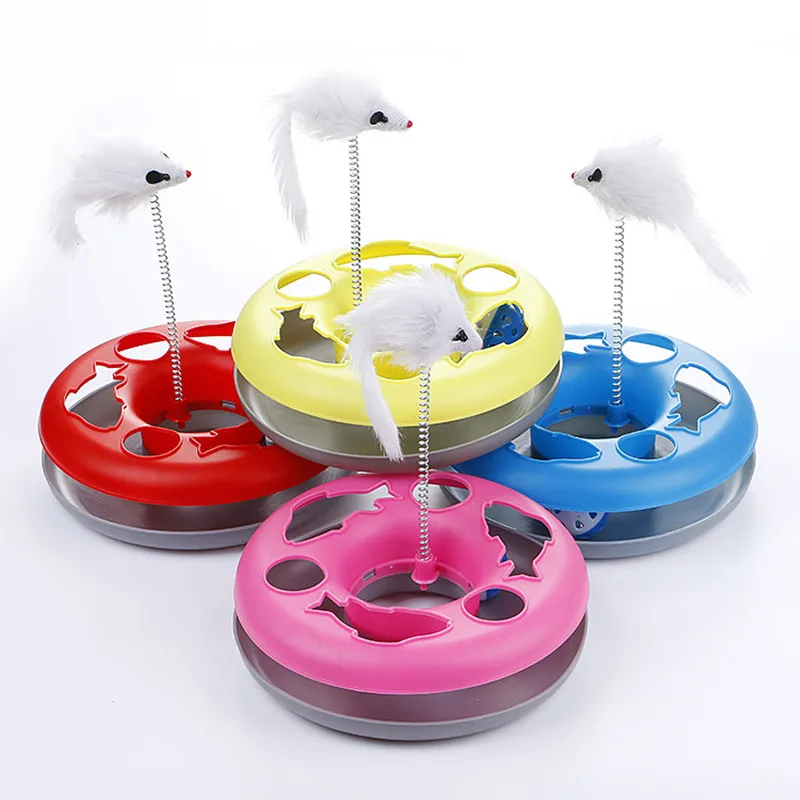 Cat Toy Turntable Ball for Indoor Cats Interactive Kitten Toy Roller Tracks with Catnip Spring Pet Toy Teaser Mouse Pet Supplies