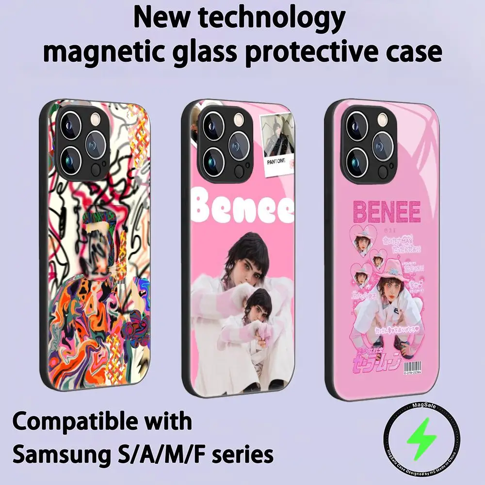 Чехол Benee для iPhone 18 17 16 15 14 13 12 11 Plus Mini Pro Max, стеклянный магнитный чехол