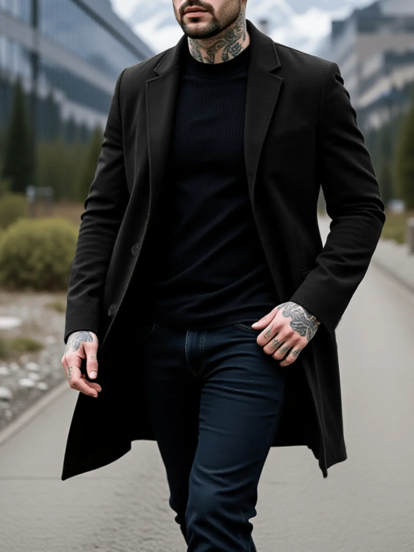 Men's Thickened Jacket Woolen Overcoat Winter Warmth Essential Single-Breasted Design Trench Style Commute Casual Coats Item 6