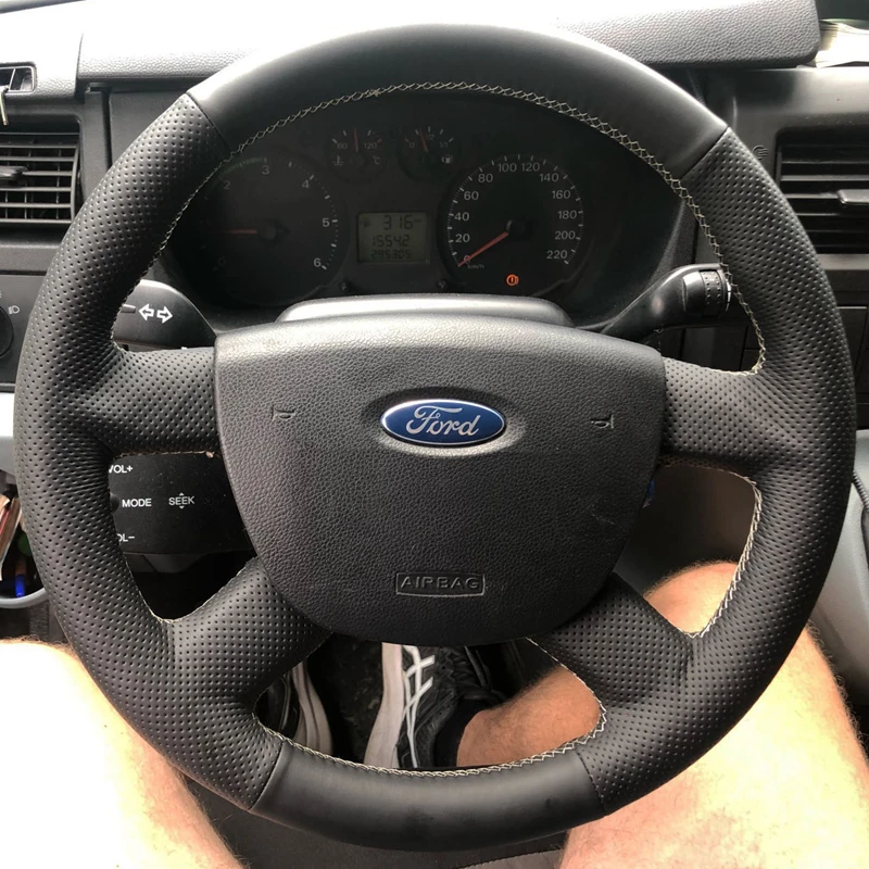 Funda para volante de coche, accesorio para Ford Kuga Focus 2 C-MAX Transit 2005-2011, trenza de volante Original personalizada