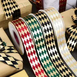 5 yards Gift Box Ribbon Diamond Hot Gold Satin DIY hair Accessory Bouquet Ornaments Silk Holiday Ribbon