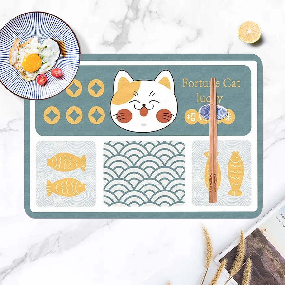 Japan Style Heat-resistant Heat-insulating Dining Table Mat Waterproof Oil Resistant Pad Light Luxury Dining Plates Pet Placemat