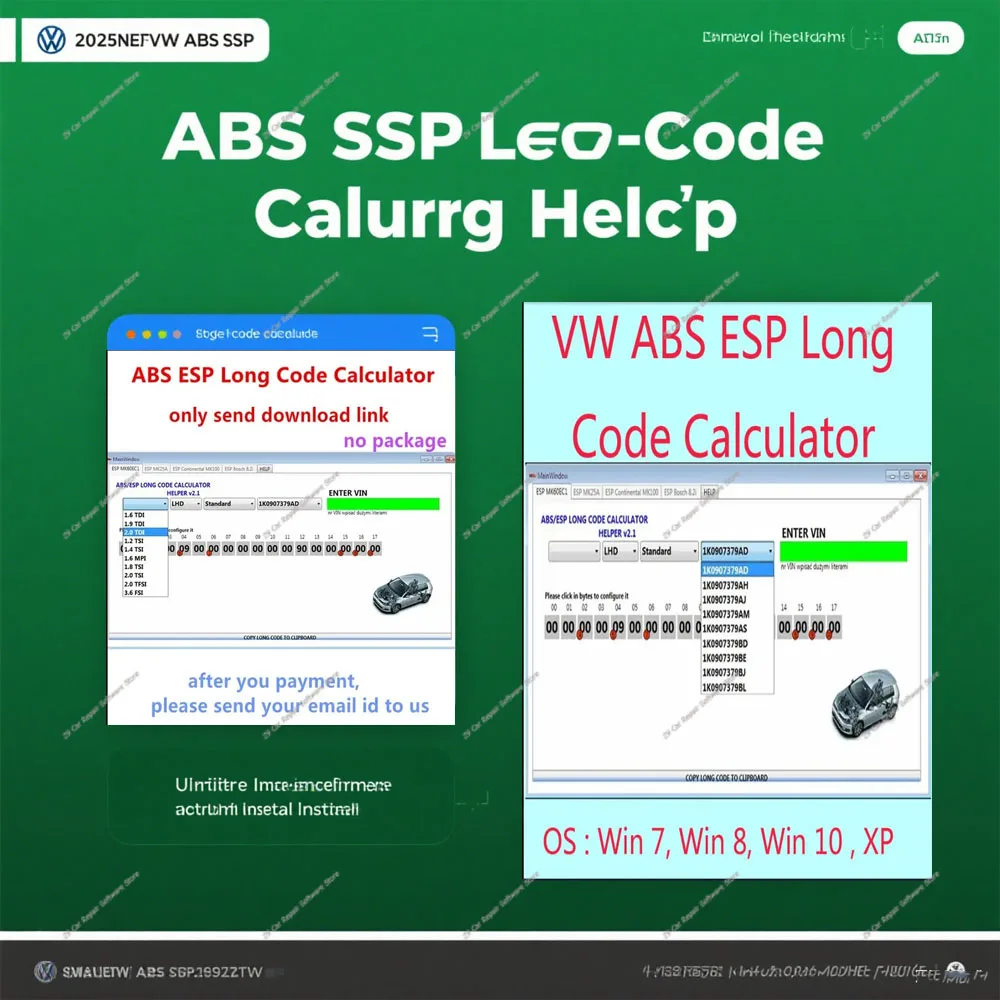 

Новинка 2023 года для VW ABS ESP Long Code Calculator Helper MK60EC1 ABS ESP Программное обеспечение Long Code Calculator + неограниченное включение + установка