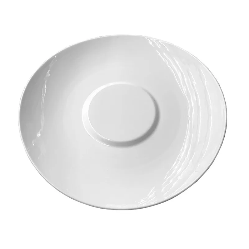 

High white 12.5-16 inch warped edge disc characteristic plate, breakfast round ceramic plate