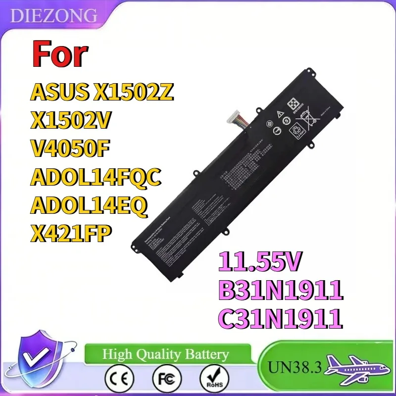 

In Stock For ASUS X1502Z X1502V V4050F ADOL14FQC ADOL14EQ X421FP 11.55V Li-Polymer Battery B31N1911 C31N1911