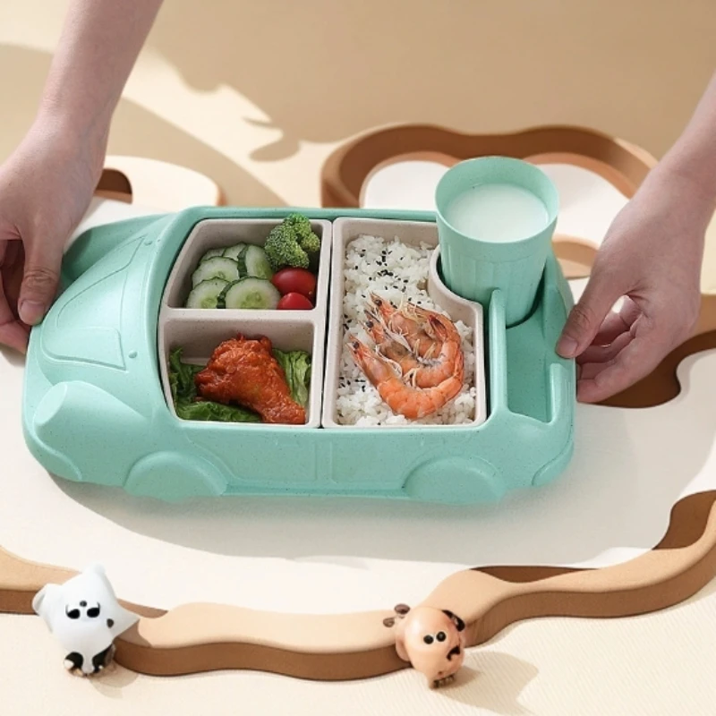 

creativity Bamboo fiber baby tableware creative cartoon car plates children dividing bowls children's gifts anti fall tableware