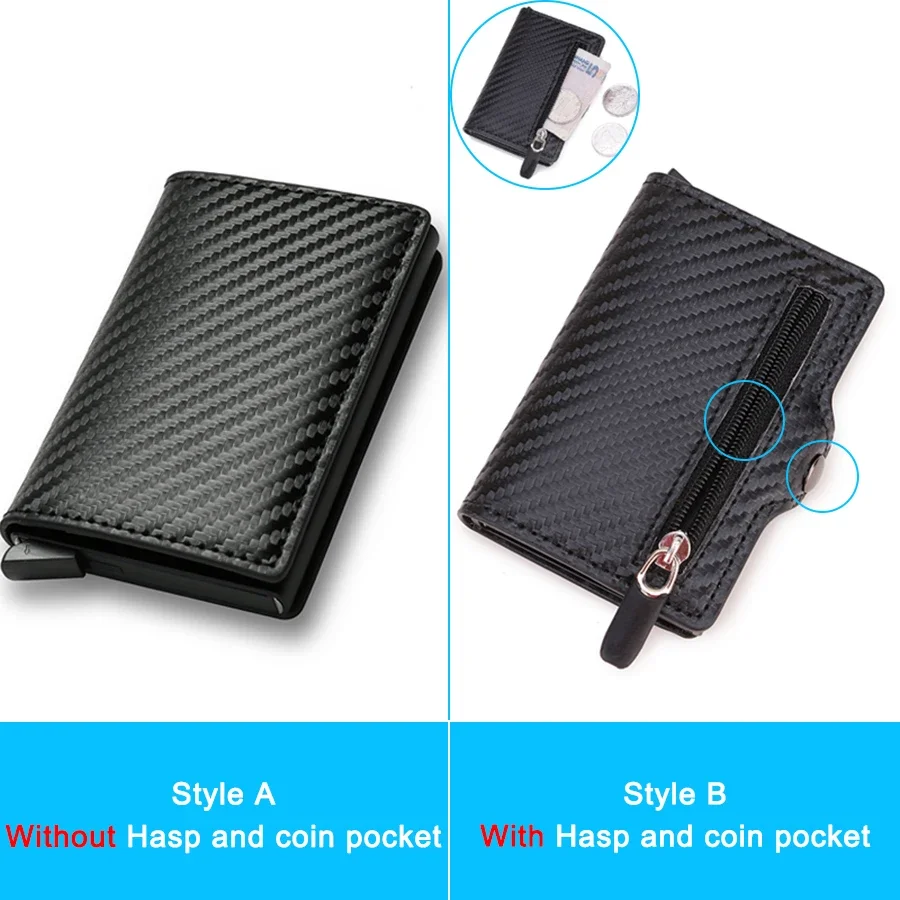 Carbon Fiber Slim Aluminum Men Wallet ID Credit Card Holder Mini  Wallet Automatic Pop up Bank Card Case.